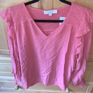 Loft Pink Long Sleeve Blouse